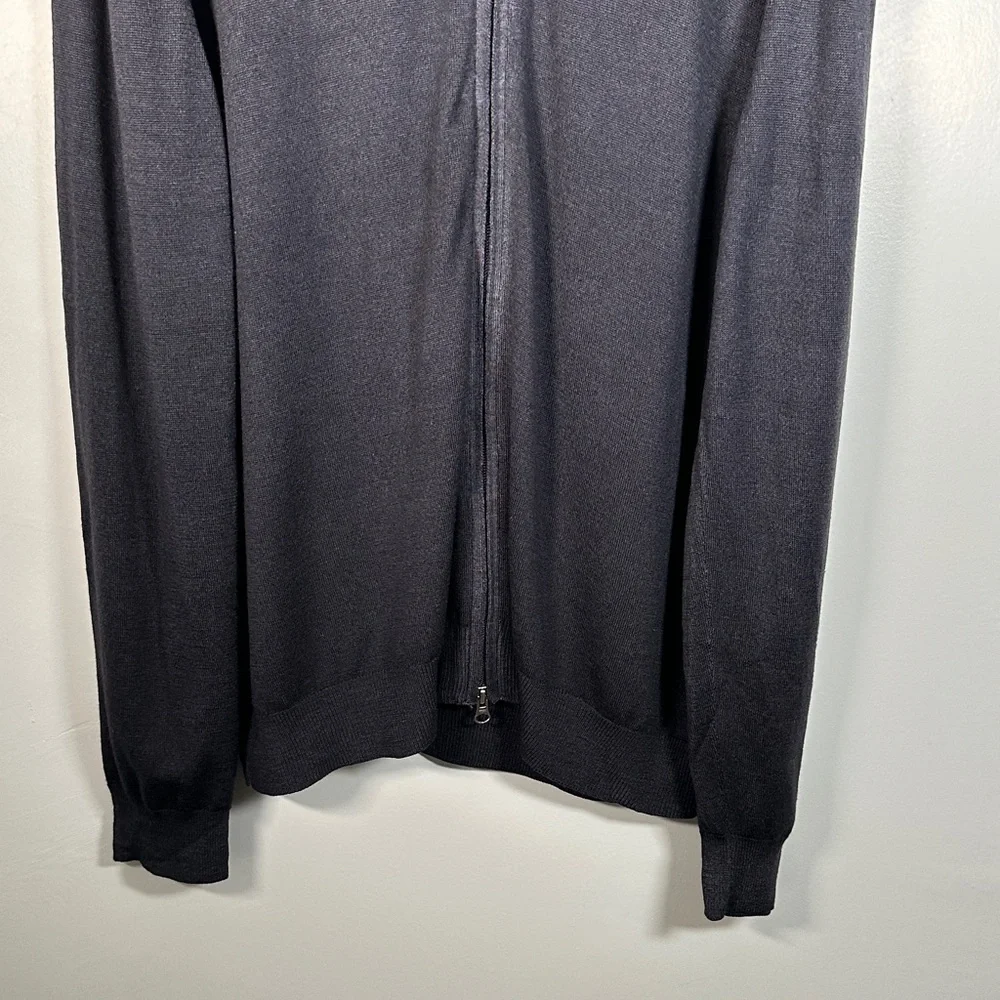 Gran Sasso 100% Virgin Wool Full Zip Sweater Gray Size XL Made in Italy Knit